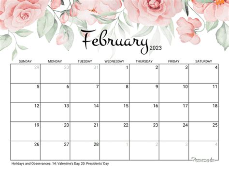 February 2023 Calendar Homemade Ts Made Easy Imagesee