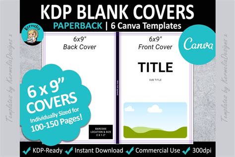 Canva 6x9 Kdp Paperback Book Cover Blank Templates