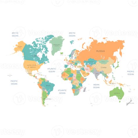 World Map Full Color High Detail Separated All Countries 22541466 Png