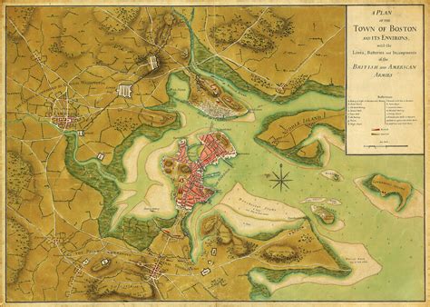 Boston 1776 Plan Of Siege Revolutionary War Map