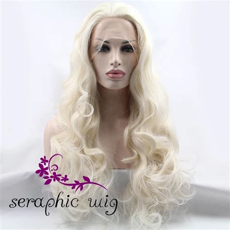 White Blonde Wig Long Wavy Hair Heat Resistant Synthetic Wigs Glueless