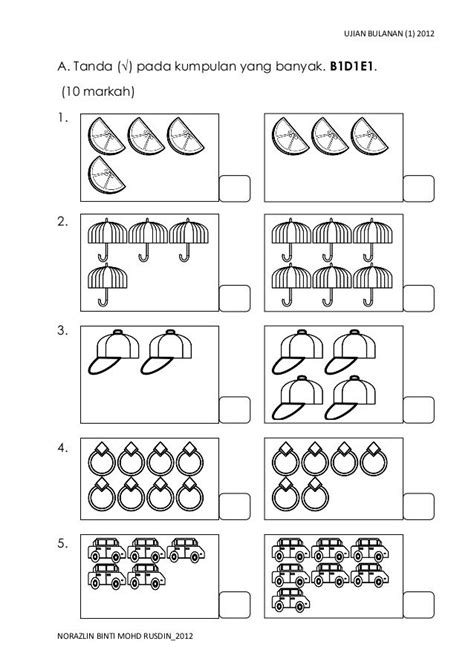 Contoh Soalan Matematik Tadika 6 Tahun