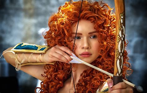 Wallpaper Girl Style Hair Bow Archer Arrow Red Curls Redhead