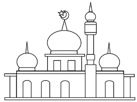 Mewarnai Gambar Masjid Sederhana Minimalis Imagesee