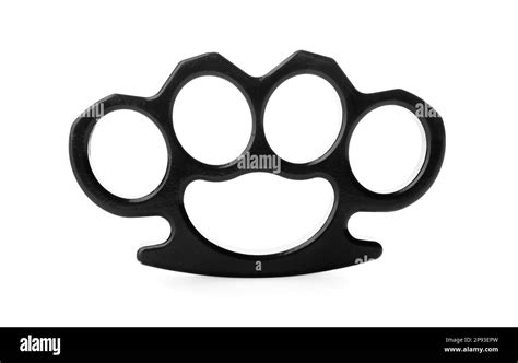 New Black Brass Knuckles Isolated On White Stock Photo Alamy