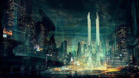 Sci Fi City Hd Wallpaper Background Image X Riset