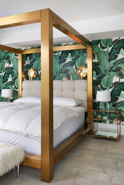 *queen size modern industrial style white metal canopy bed frame *overall dimensions: Moss Studio Luxe Canopy Bed (With images) | Tropical home ...