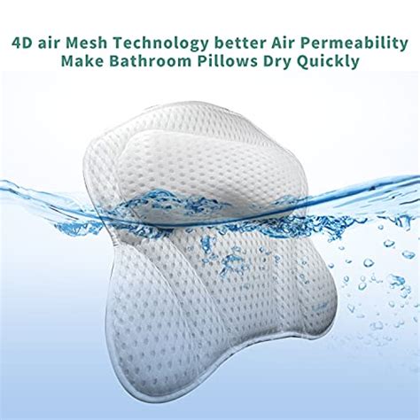 Luxury Bath Pillow Ergonomic Bathtub Spa Pillow With 4d Air Mesh Technology And 6 Suction