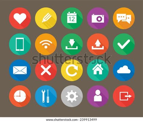 Round Icon Set Stock Vector Royalty Free 239913499 Shutterstock