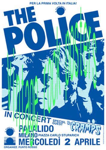 Police Cramps 2 Aprile 1980 Milano Manifesto Artistico Concerto