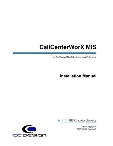 Callcenterworx Mis Installation Manual Nec Corporation Of