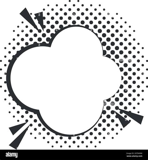 Pop Art Speech Bubble Dialog Cloud Halftone Style Linear Design White