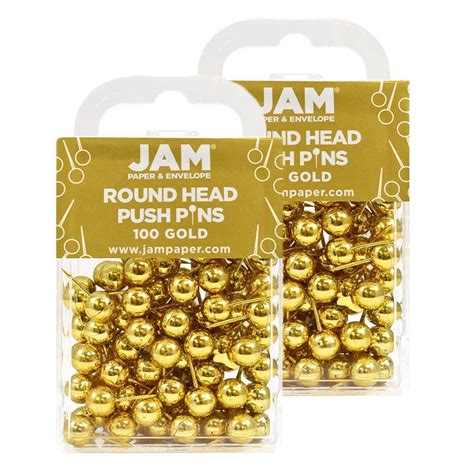 Jam Round Head Push Pins Gold Pushpins 200pack