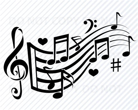 Music Notes Svg Files Silhouette Clipart Treble Bass Clef Etsy Denmark