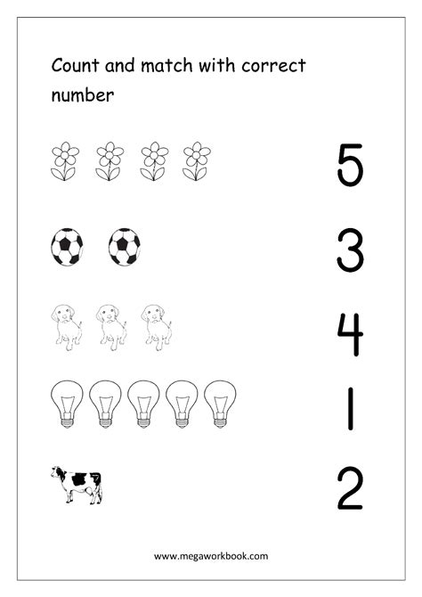 Number Matching Worksheets Count And Match Number