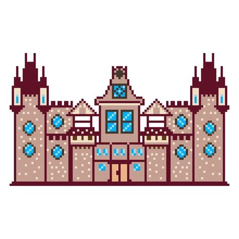 Premium Vector Pixel Art Castle With A Large Castle In The Center
