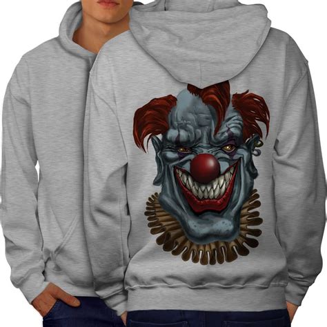 Wellcoda Creepy Horror Clown Scary Mens Hoodie Mad Printed