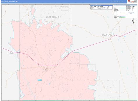 Walthall County Ms Wall Map Color Cast Style By Marketmaps