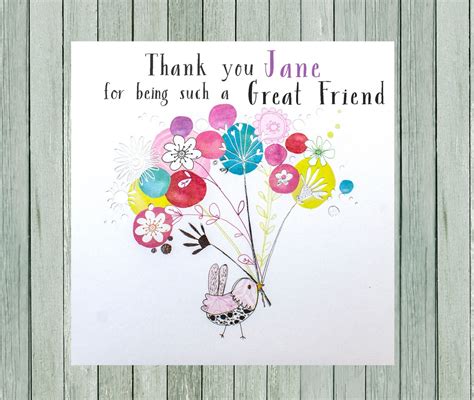 Personalised Thank You Friend Card Customised Thank You Card Etsy Uk