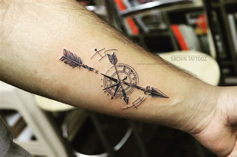 Arrow With Compass Tattoo Done By Sachin Arrow Compass Tattoo