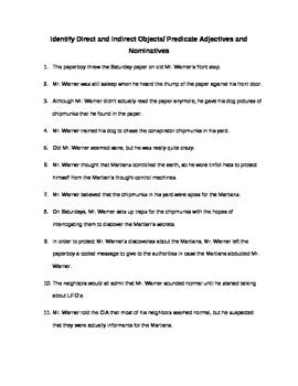 Direct and Indirect objects vs Predicate Nominatives and Adjectives by