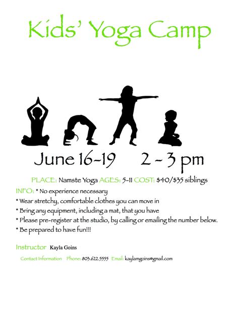Kids Yoga Camp With Kayla Goins Summer 2015 Yoga Studio Yoga