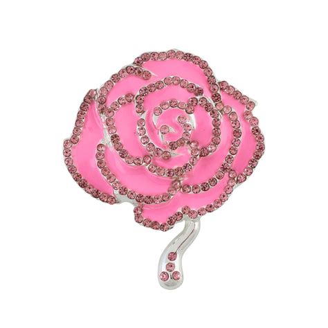 Pink Tea Rose Alpha Kappa Alpha Inspired Sparkling Crystal Brooch