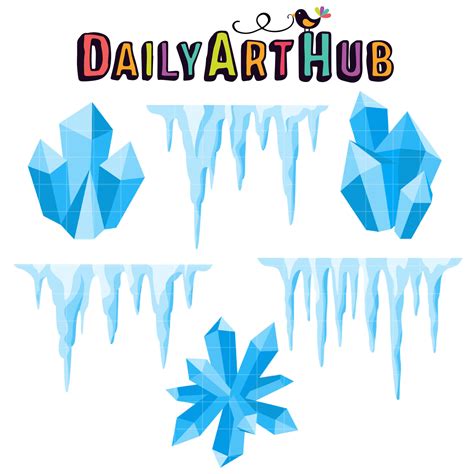 Icicles And Ice Crystals Clip Art Set Daily Art Hub Graphics Alphabets SVG