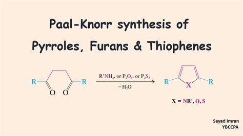Paal Knorr Synthesis Of Thiophene - Paal-Knorr synthesis of Pyrroles, Furans & Thiophenes - YouTube