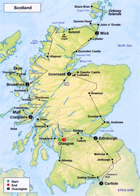 This scotland map by mapsofworld.com, highlights scotland's location and notes some of scotland's iconic places to visit. Travel-Pix - Scotland