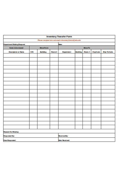 Free 6 Inventory Transfer Forms In Pdf Ms Word Excel
