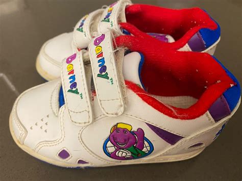 Vintage 1990s Barney The Dinosaur Childrens Kid Shoes Sneakers Rare