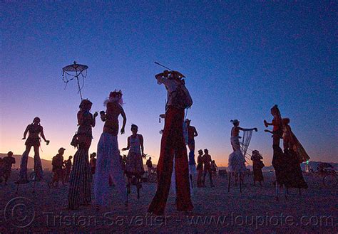 Stiltwalkers At Dawn Burning Man 2010