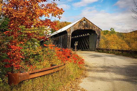 Vermont Autumn At Willard Covered Bridges Photograph By Ron Long Ltd
