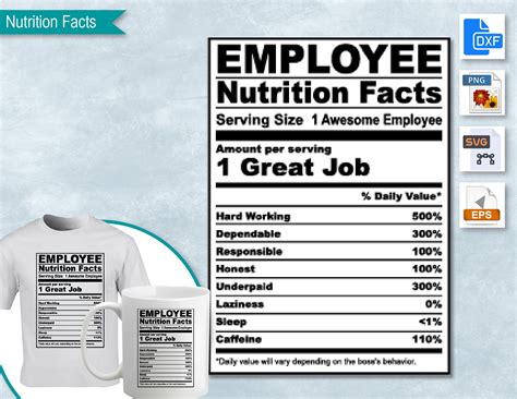 Employee Nutrition Facts Staff Svg Nutritional Fact Label Etsy Finland