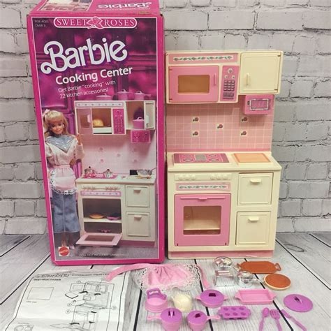 Vtg 1987 Barbie Mattel Sweet Roses 4777 Pink Kitchen Cooking Center Stove W Box Ebay Barbie