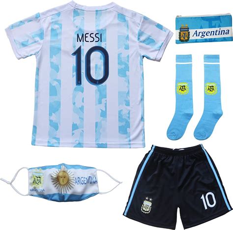 Birdbox 2021 Argentina Home Blue 10 Lionel Messi Kids Soccer Jersey