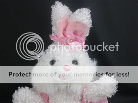 Big Jumbo Dandee White Curly Hair Bunny Rabbit Pink Gingham Dress