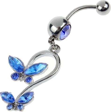 Fako Bijoux® Navelpiercing Vlinders Blauw