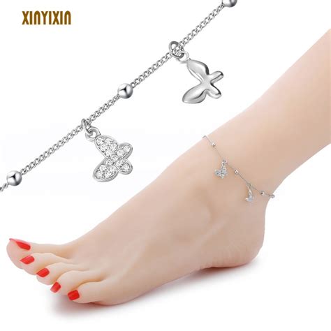 Buy Fashion Silver Crystal Butterfly Anklet For Women
