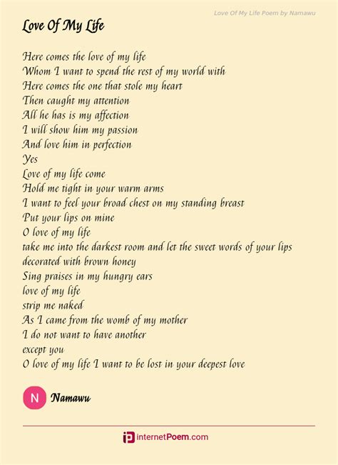 Love Of My Life Poem By Namawu Ali