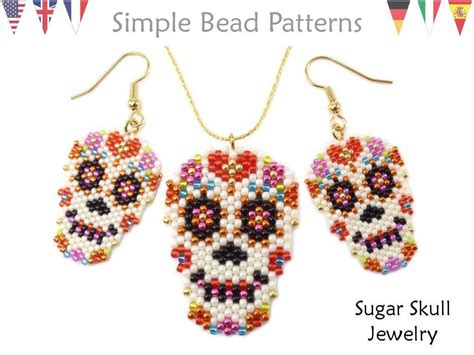 Beaded Sugar Skull Bead Patterns Halloween Beading Day Of The Etsy