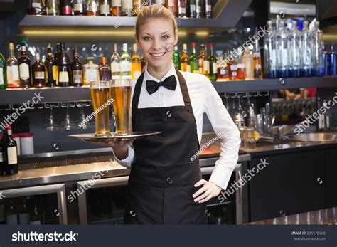Waitress Hand On Hip Holding Tray Stock Photo 231578968 Shutterstock