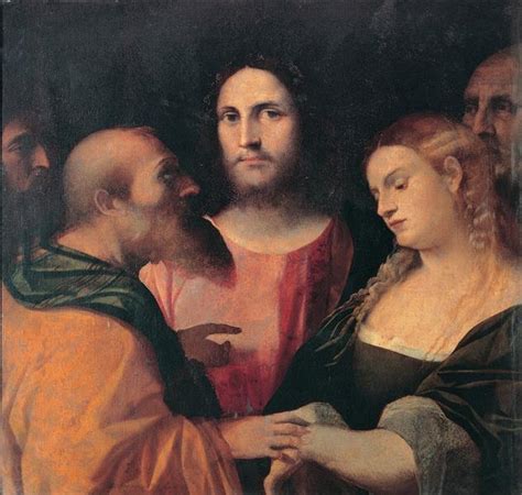 Christ And The Adulteress C1525 C1528 Palma Vecchio
