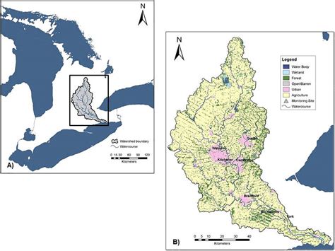 A Location Of The Grand River Watershed Within Southern Ontario And B