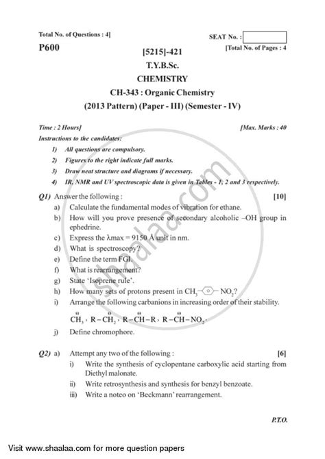 Ask questions about your assignment. Organic Chemistry 2017-2018 B.Sc Chemistry Semester 6 ...