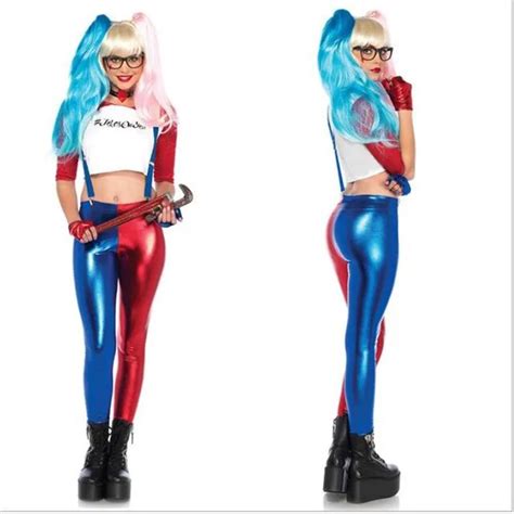 boocre movie suicide squad cosplay harley quinn costumes rompers tight pants sets halloween