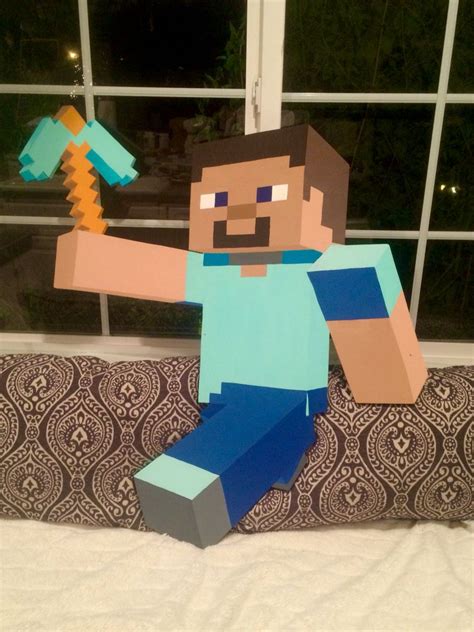 Minecraft Steve Wood Stand Up Character I Painted For A Birthday Party