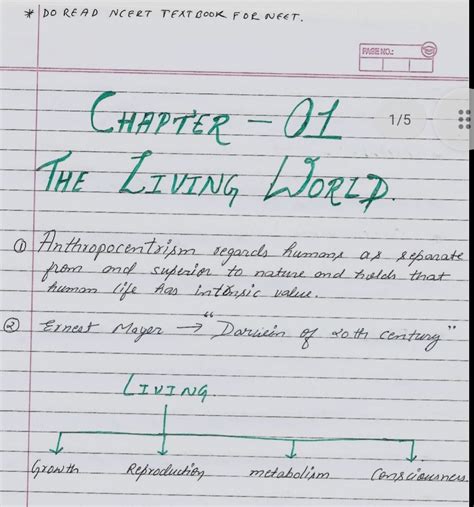 Class 11th Biology Chapter 01 THE LIVING WORLD NCERT Handwritten Notes