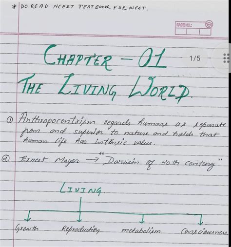 Class 11th Biology Chapter 01 The Living World Ncert Handwritten Notes